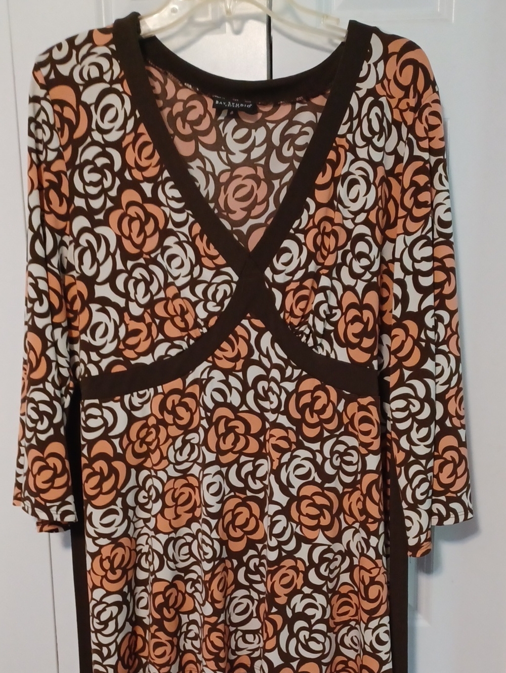 Bay Studio Peach and Brown Floral Career Top